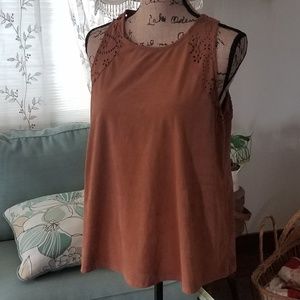 American Rag Faux Suede Eyelet Tank